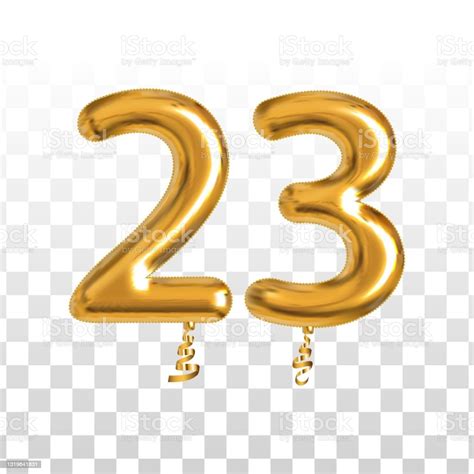 Vector Realistic Isolated Golden Balloon Number Of 23 For Invitation ...