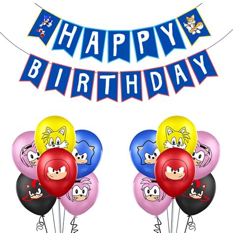 Buy Sonic Happy Birthday Banner The Hedgehog Latex Balloons Sonic