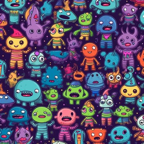 Premium Ai Image A Close Up Of A Bunch Of Cartoon Monsters On A