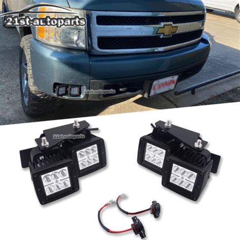 Led Fog Light Lower Bumper Bracket Kit For 07 14 Chevy Silverado 1500 2500 3500 Ebay