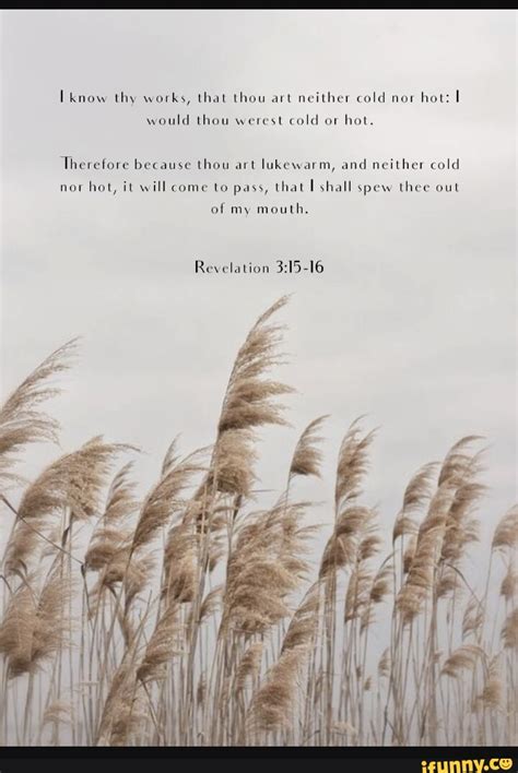Know Thy Works That Thou Art Neither Cold Nor Hot Would Thou Werest Cold Or Hot Therefore