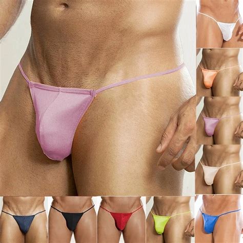 SEXY MENS T BACK G String Thong Bikini Underwear Micro Mesh Sheer Pouch