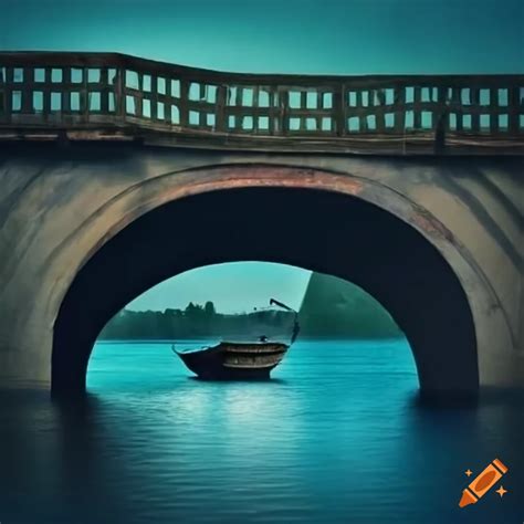 Boat Passing Under A Bridge On Craiyon