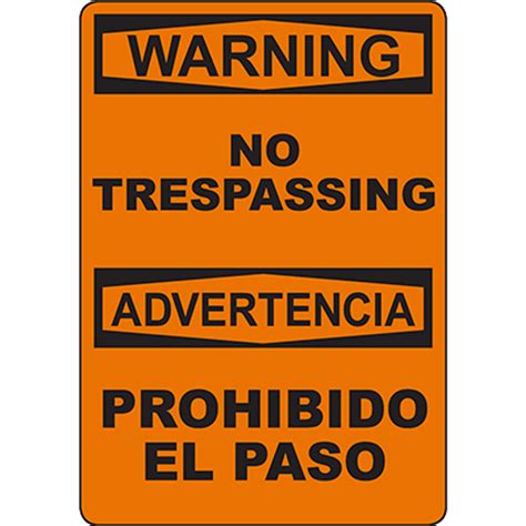 Warning No Trespassing Bilingual Sign Graphic Products