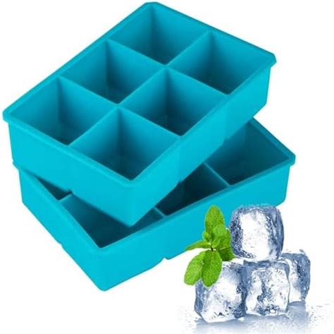 Walfos Silicone Ice Cube Tray 2 Pack Large Ice Cube Molds With Lids