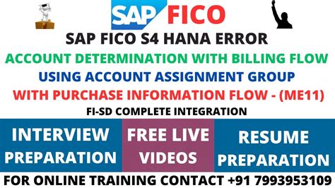 SAP FICO S4 HANA ERROR ACCOUNT DETERMINATION WITH BILLING FLOW USING