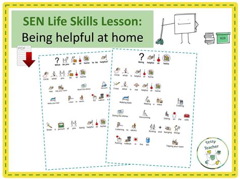 Sen Life Skills Lesson Being Helpful Chores At Home Teaching Resources