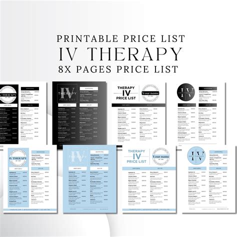 Iv Therapy Price List Canva Menu Iv Hydration Template Price List Iv