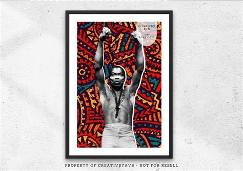 Fela Kuti Colourful Portrait Art Black Man Art Wall Art Fela Artwork