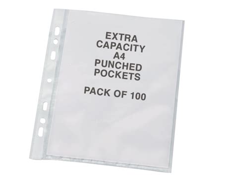 A4 ExWide Punched Pockets Pack 100 Findel SS Cost Cutters UK