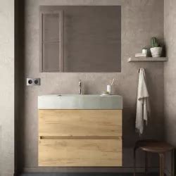 Mobile Bagno Sospeso Cm Rovere Africa Con Lavabo In Hpl Cemento