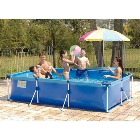 Piscina 3700L Estrutura Retangular Premium Mor P Verão Piscina