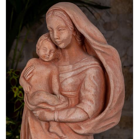 Statua Madonna Con Bambino Terracotta Impruneta