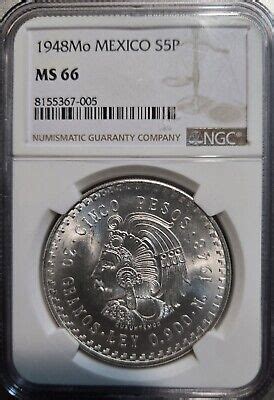 Mo Mexico Ngc Ms Silver Pesos S P Cinco Pesos Cuauhtemoc Ms