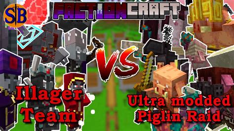 Illager Team Vs Ultimate Piglin Modded Raid Minecraft Mob Battle