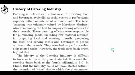 History Of Catering Industry Youtube