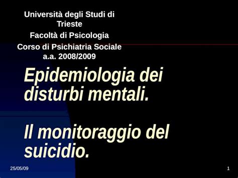 PPT 25 05 091 Epidemiologia Dei Disturbi Mentali Il Monitoraggio Del