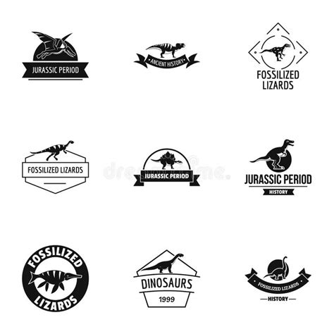 Iconos Fijados Estilo Simple Del Logotipo Del Dinosaurio Ilustración