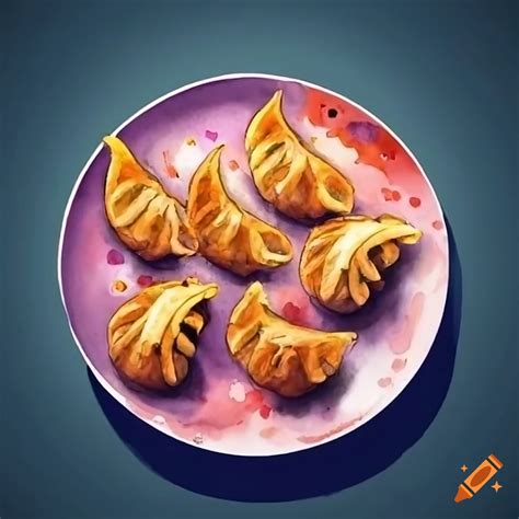 Watercolor Illustration Of Fried Momos On Craiyon