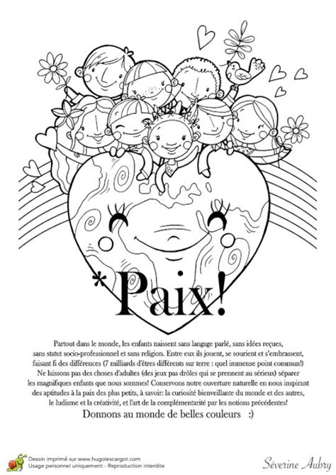 Coloriage La Paix Coloriage Paix Et Amour Droits De L Enfant