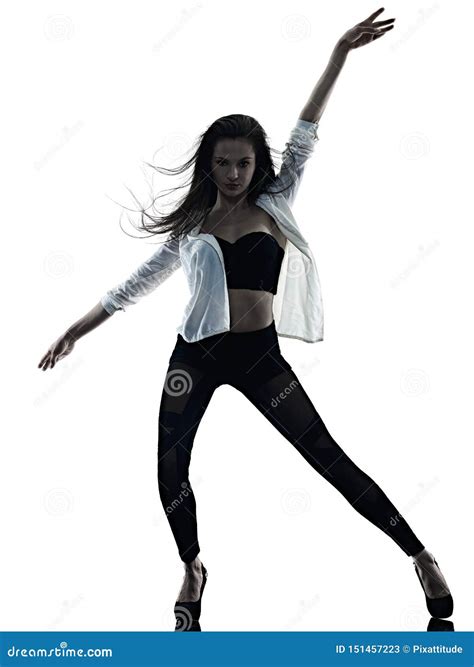 Young Woman Modern Ballet Dancer Dancing Isolated White Background