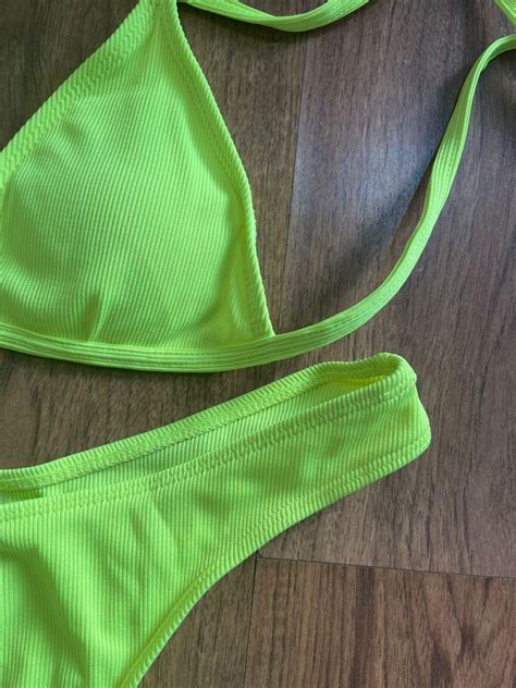 New Neon Green Triangle Bikini Women S Fashion Swimwear Bikinis