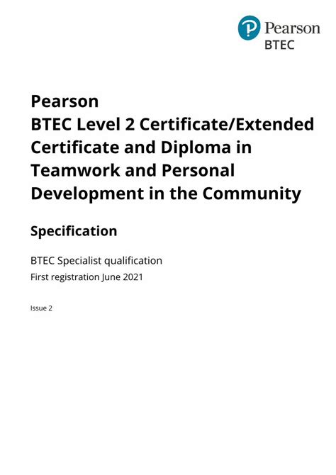 Pdf Pearson Btec Level Certificate Extended Certificate And