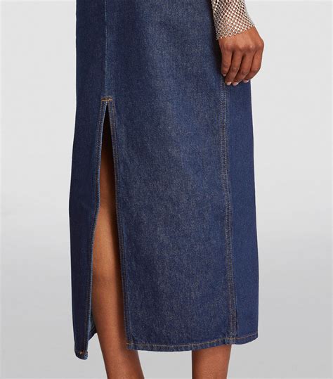 Womens Magda Butrym Navy Denim Midi Skirt Harrods Uk