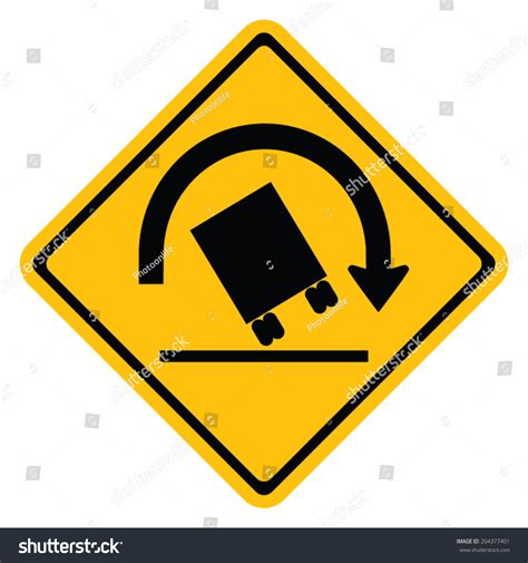Warning Traffic Sign Truck Rollover Reduce Stock Vector (Royalty Free