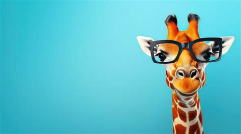 Giraffe Wearing Glasses On A Solid Color Background 27549250 Stock