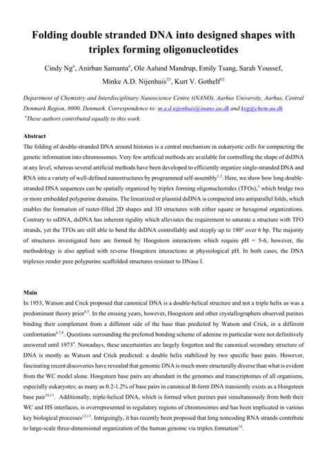 Pdf Folding Double Stranded Dna Into Designed Shapes With Triplex