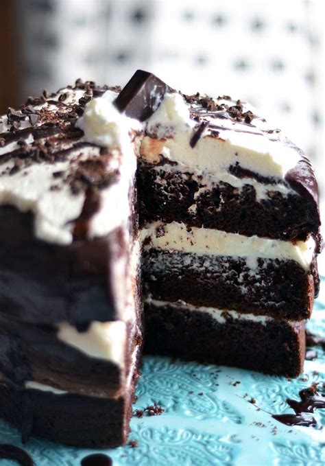 Chocolate Tuxedo Cake Layered With Ganache