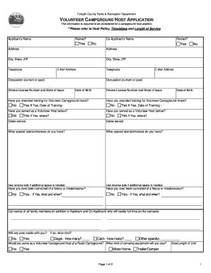 Fillable Online Forsyth Volunteer Campground Host Application Forsyth