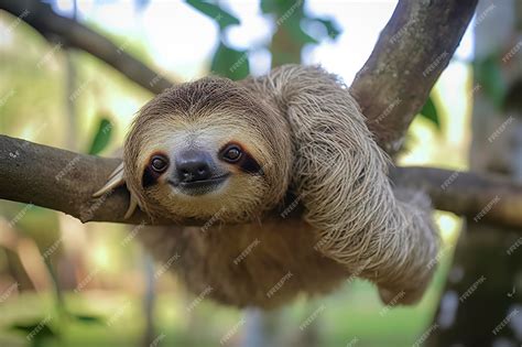 Premium AI Image | Baby Sloth in Tree in Costa Rica Generative AI