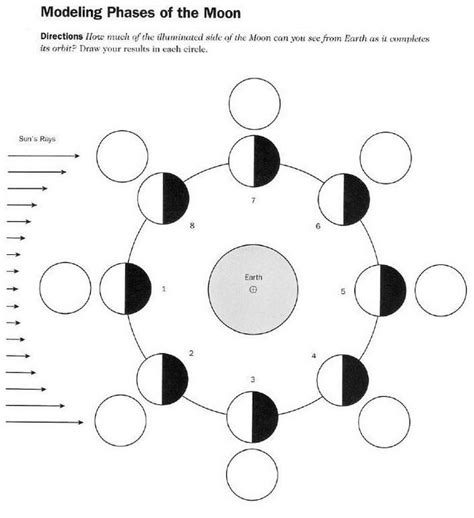 Modelling Moon Phases Coloring Page Moon Phase Chart Moon Coloring