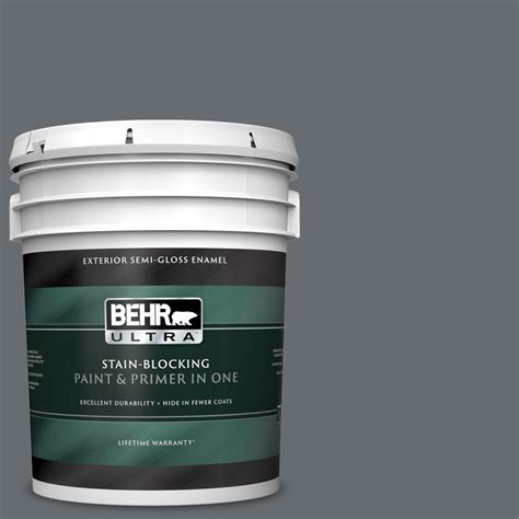 BEHR ULTRA 5 Gal 770F 5 Dark Ash Semi Gloss Enamel Exterior Paint And