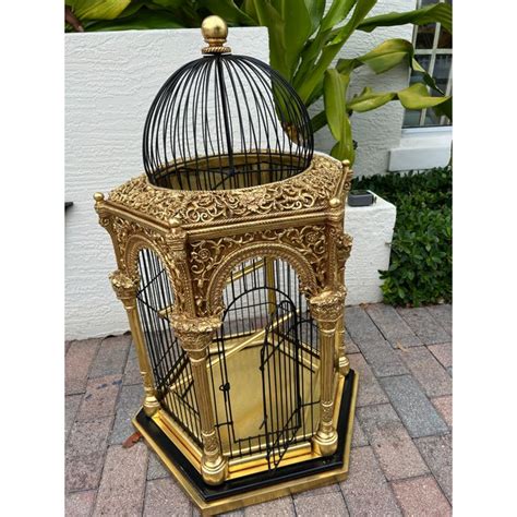 Vintage Gilt Metal Bird Cage | Chairish