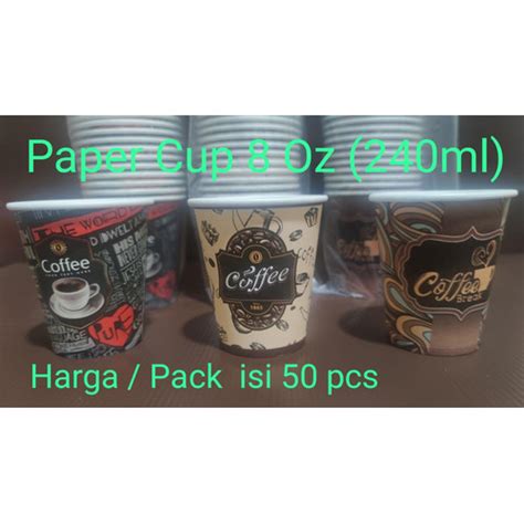 Jual Hot Cup Oz Motif Hanya Body Gelas Kertas Kopi Isi Pcs Paper