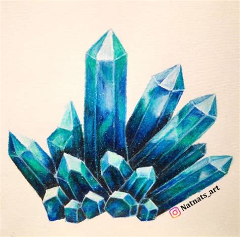 Colored Pencil Drawing Of Crystal Cluster By Natnatsart Crystal