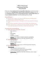 Final Study Guide Docx UNRS 113 Pharmacology Comprehensive Final Exam