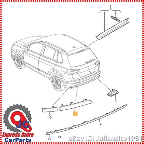 5NA945105A VOLKSWAGEN GENUINE OEM TIGUAN REAR LEFT REFLECTOR PANEL | eBay