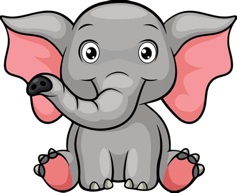 Elefante Bebé De Dibujos Animados Sobre Fondo Blanco 18851541 Vector En