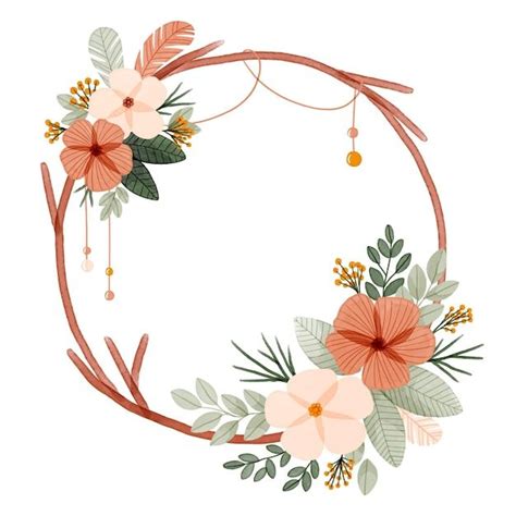 Free Vector Hand Painted Watercolor Boho Frame With Flowers In 2024