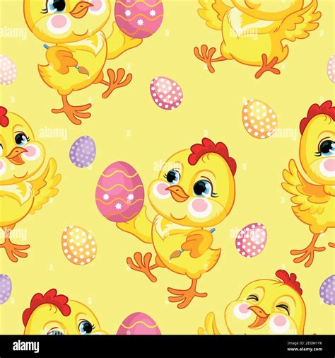 Patr N Vectorial Sin Costuras Con Concepto De Pascua Lindos Pollos Y