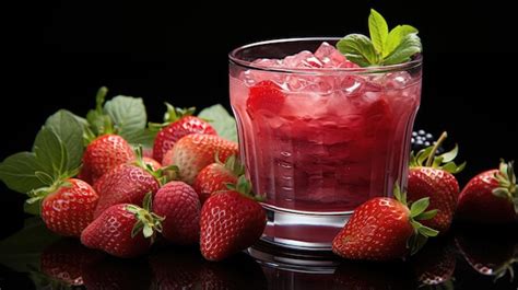 Premium AI Image Glass Of Strawberry Juice And Sliced Fruit Isolated