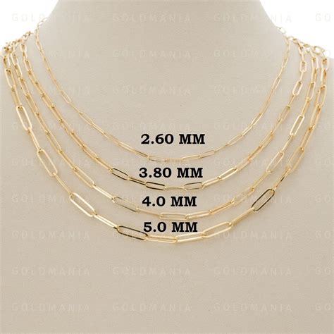 Solid K Yellow Gold Paperclip Chain Necklace To Inch Mm To