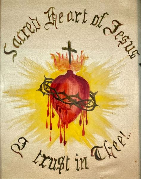 Antique Sacred Heart of Jesus Painting on Silk, in Wood Frame 8.5"X6.5 ...