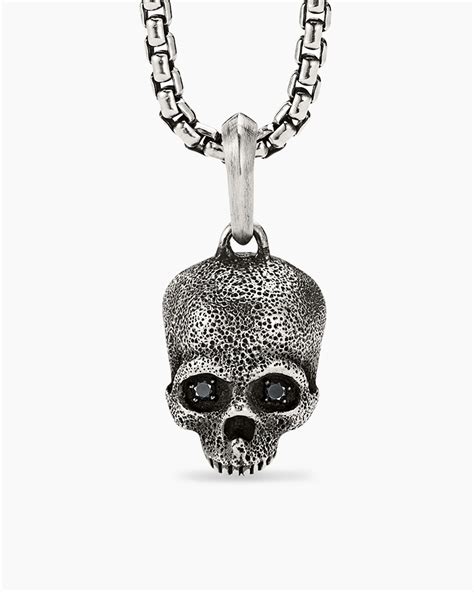 David Yurman Memento Mori Skull Amulet In Sterling Silver With Pav S