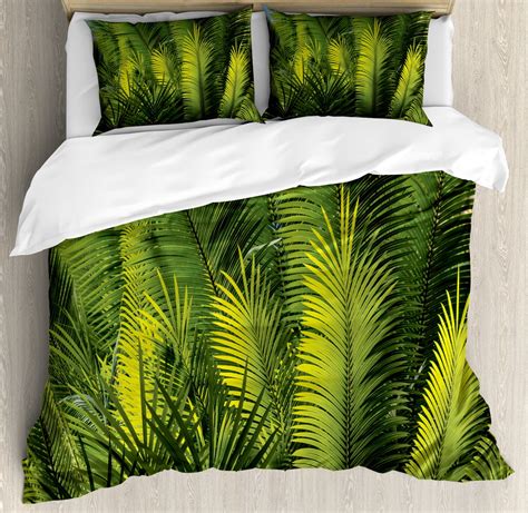 Palm Tree Duvet Cover Set Plam Tree Foliage Tropical Plants Leaves