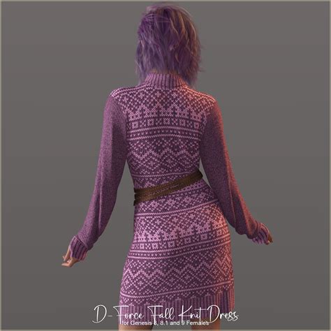 D Force Fall Knit Dress For Genesis 8 8 1 9 V9 3D Figure Assets Antje